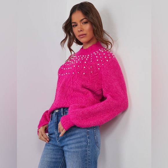 NWOT - Pink Pearl Embellished Sweater - Picture 4 of 9